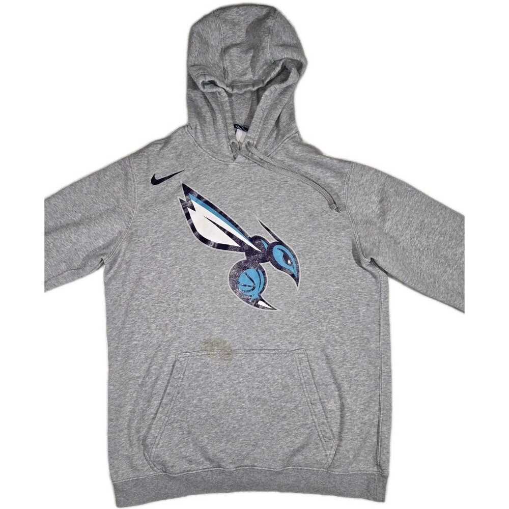 Nike NBA Charlotte Hornets Pullover Hoodie Gray Mens Large "Stains"